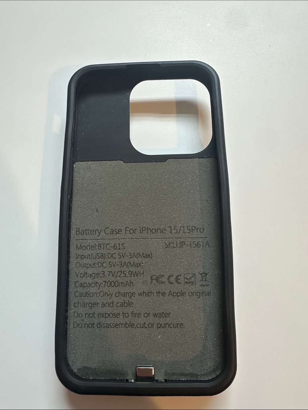 iPhone 15/15 Pro Black Battery Case